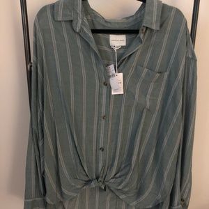 Long Sleeve High-Low Button up Top